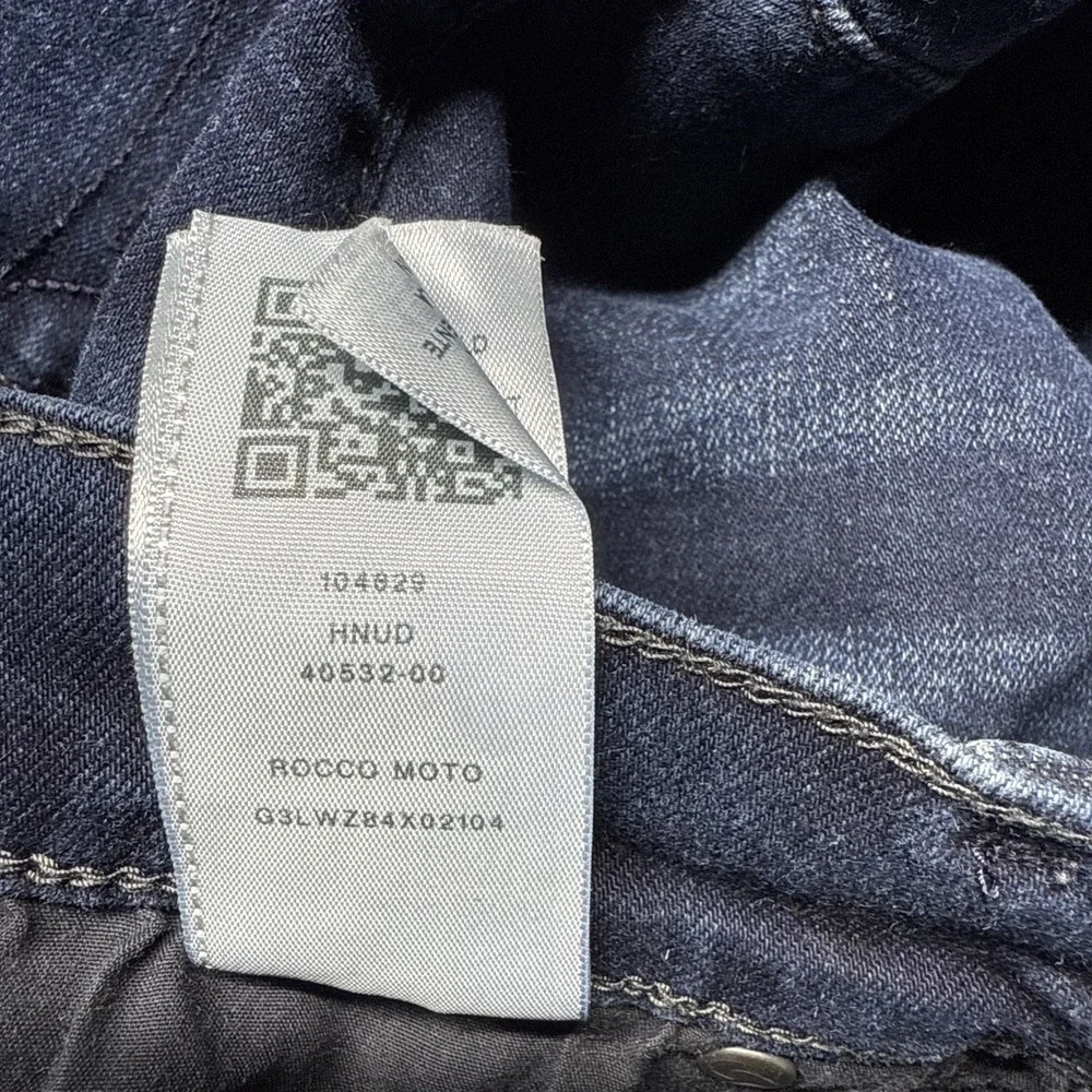 True Religion Rocco Men 38x33 Biker Moto Relaxed Skinny Denim Blue Jeans Stretch